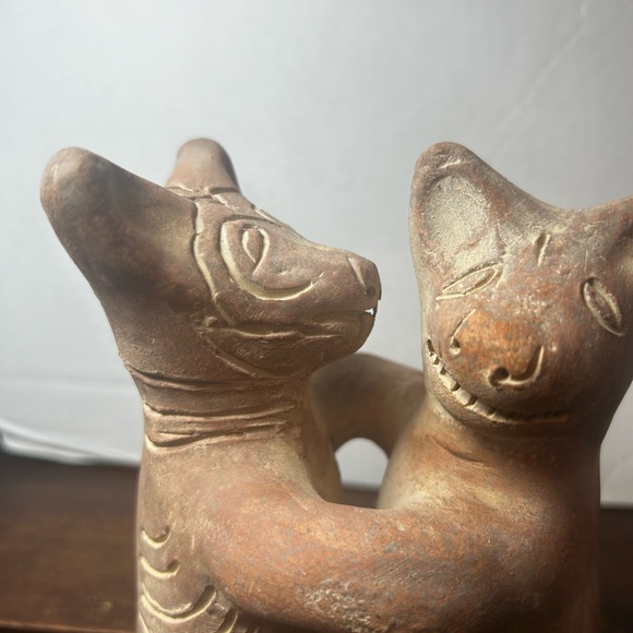 Collectible FolkArt Red Clay Mexican Dancing Dogs - Picture 3 of 7